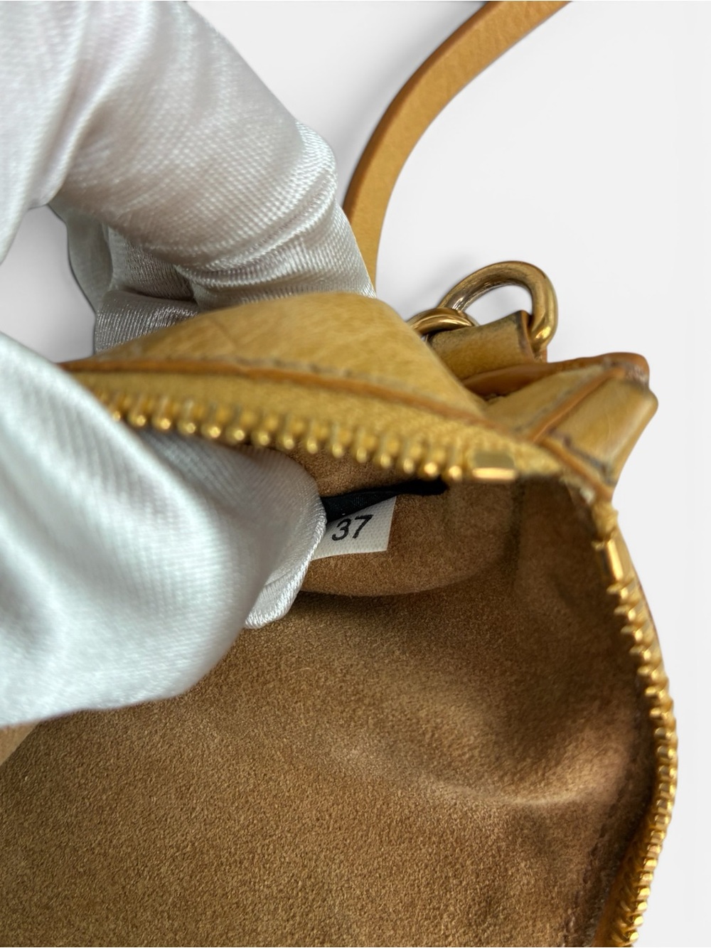 Miu Miu Perforated Gold-Tan Leather Satchel - Picture 12 of 12